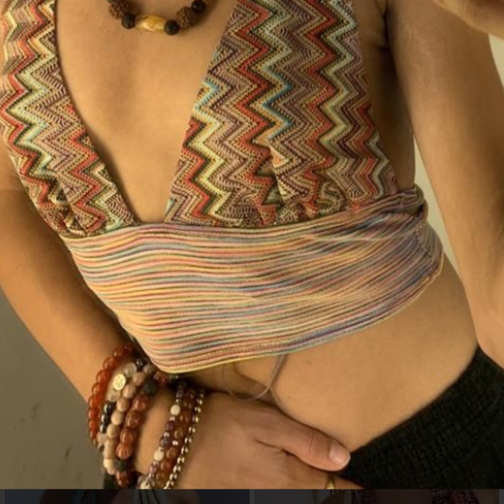 NWOT Urban Outfitters Red and Brown Sleeveless Halter Top. Has stretch Medium
